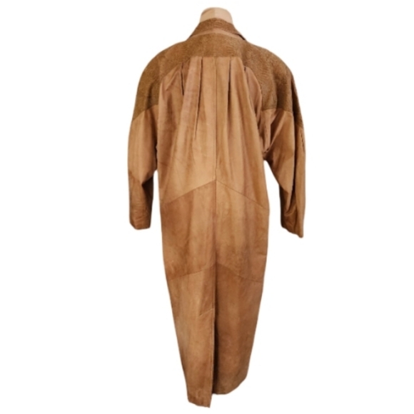 WINLIT Genuine Leather Duster Coat Women’s Large Tan Snakeskin Trim Vintage 80's - Picture 3 of 9